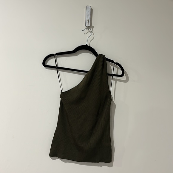 NEW • Reiss • Thea Twist One Shoulder Top Green Large - Picture 3 of 4